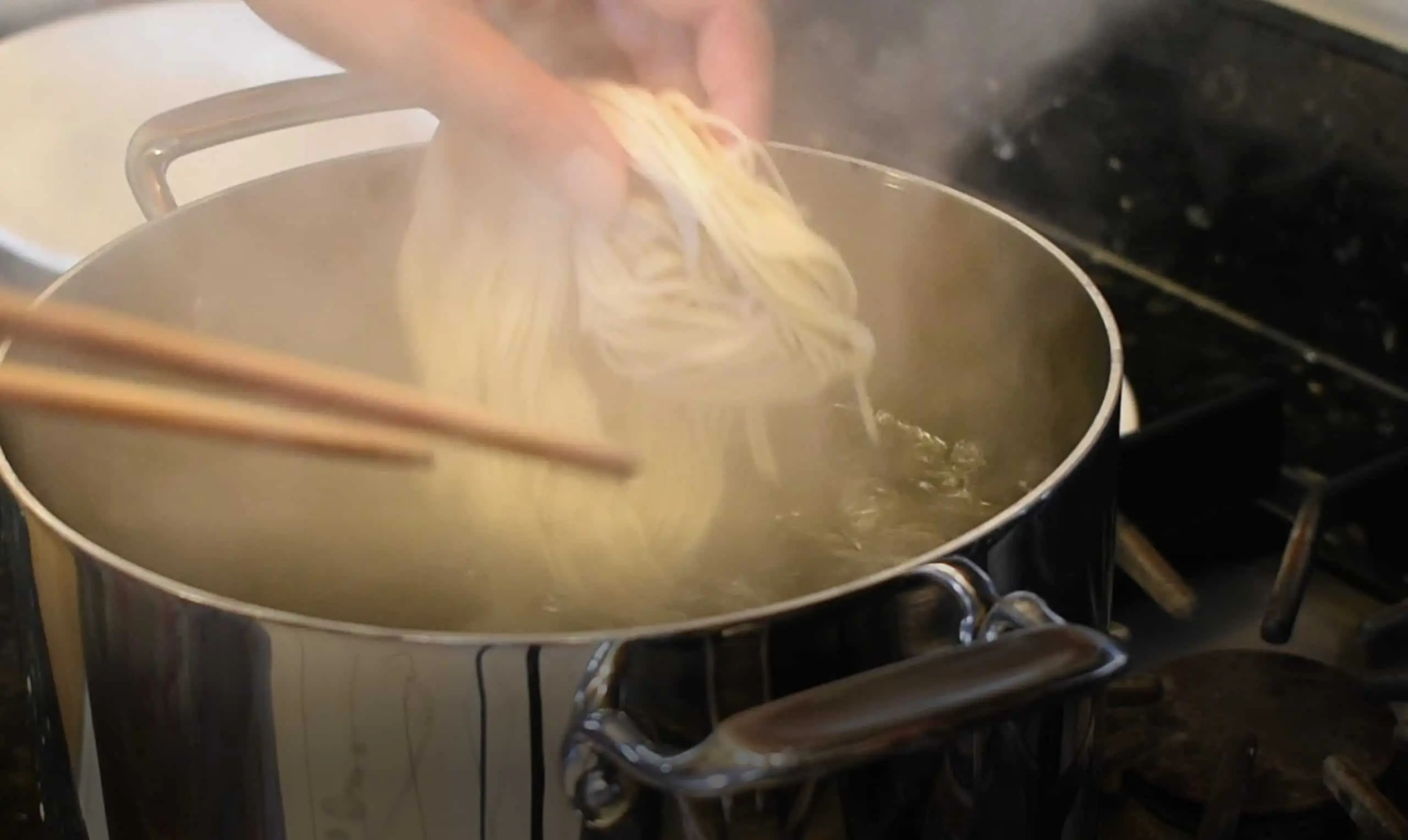 Cook One Handful of Noodle at a time in a Big Stockpot of Boiling Water
