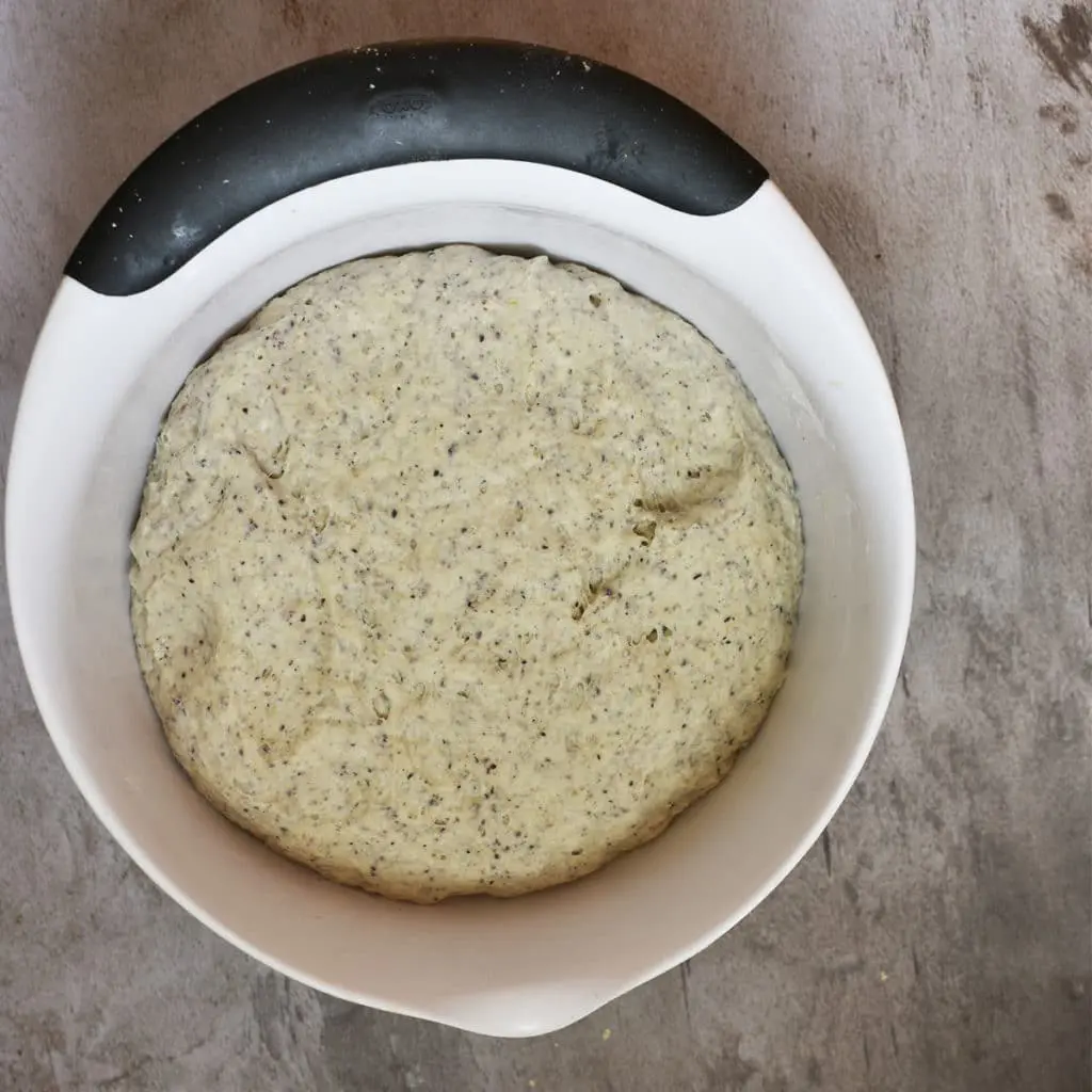 blue corn steamed bun dough after proofing