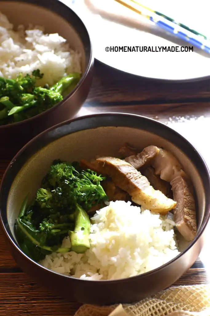 Braised Veal dinner with Rice and Blanched Vegetable