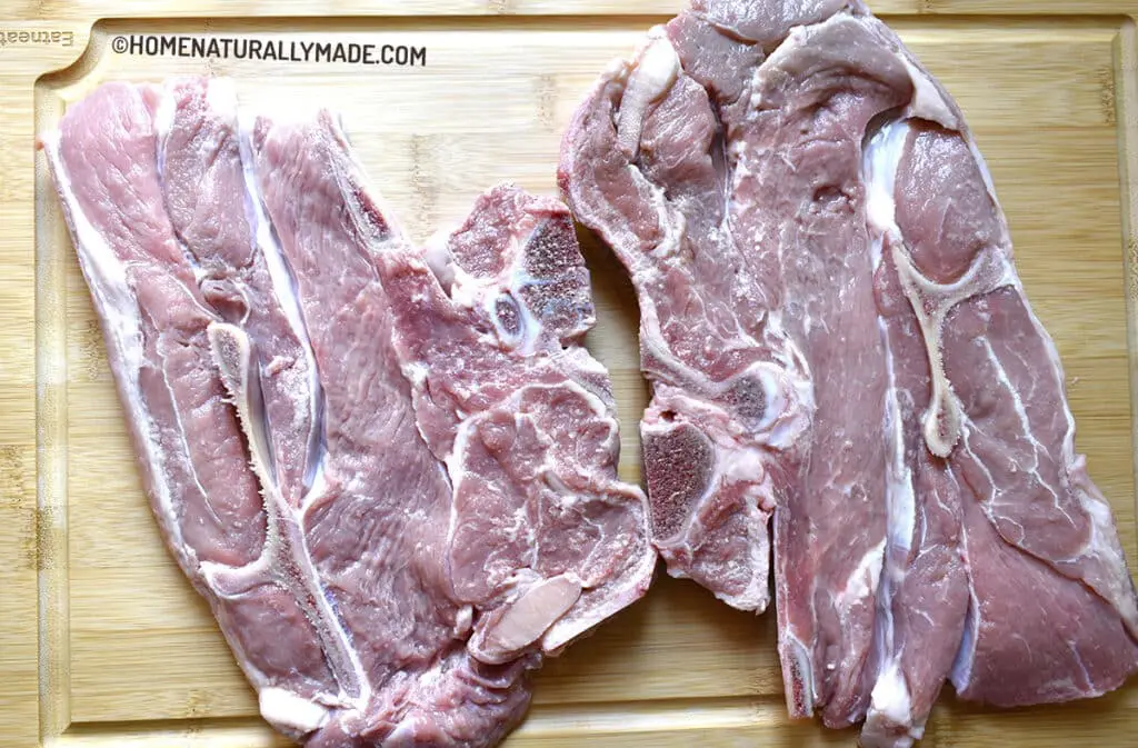 Veal Chops on cutting board for Braised Veal Chops