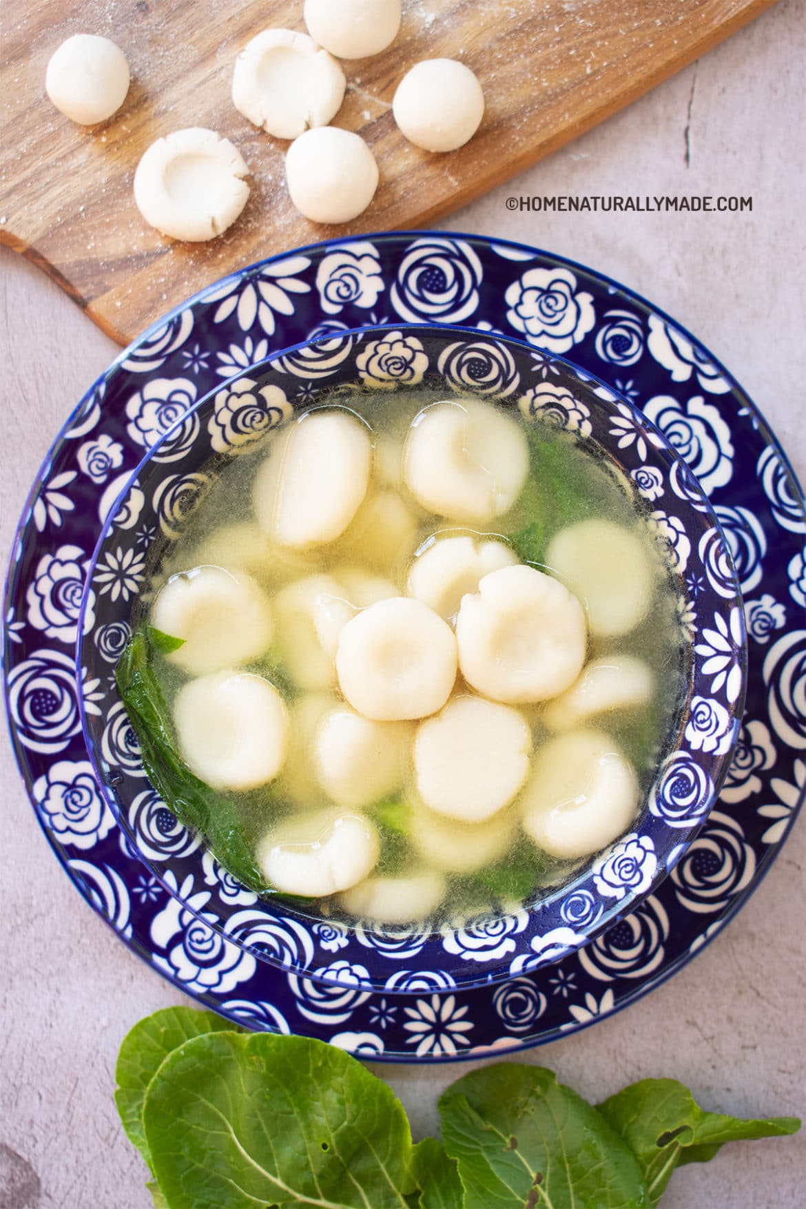 Rice Flour Gnocchi Soup with Bok Choy HomeNaturallyMade