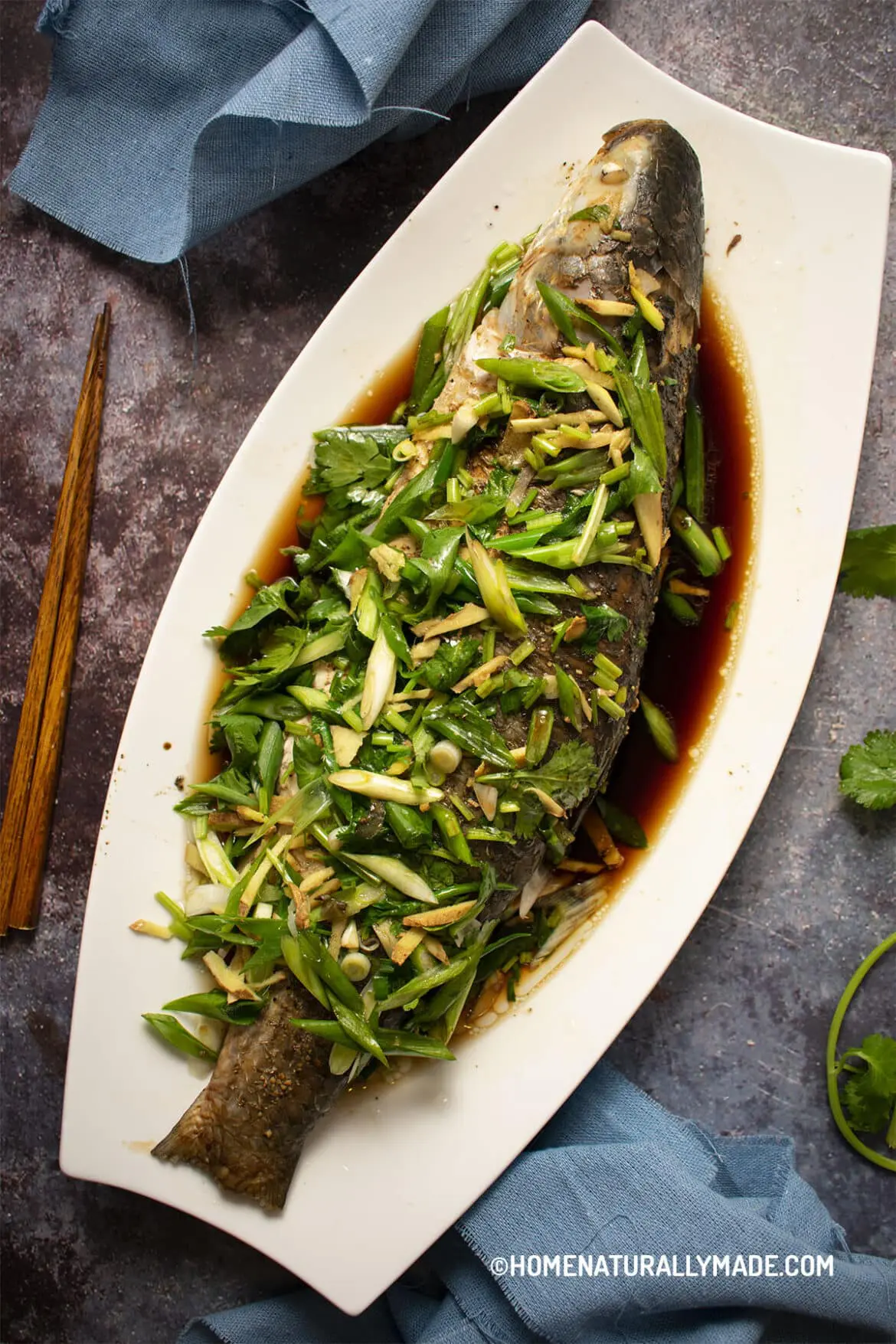 Steamed Fish Chinese-Style {清蒸鱼} | HomeNaturallyMade