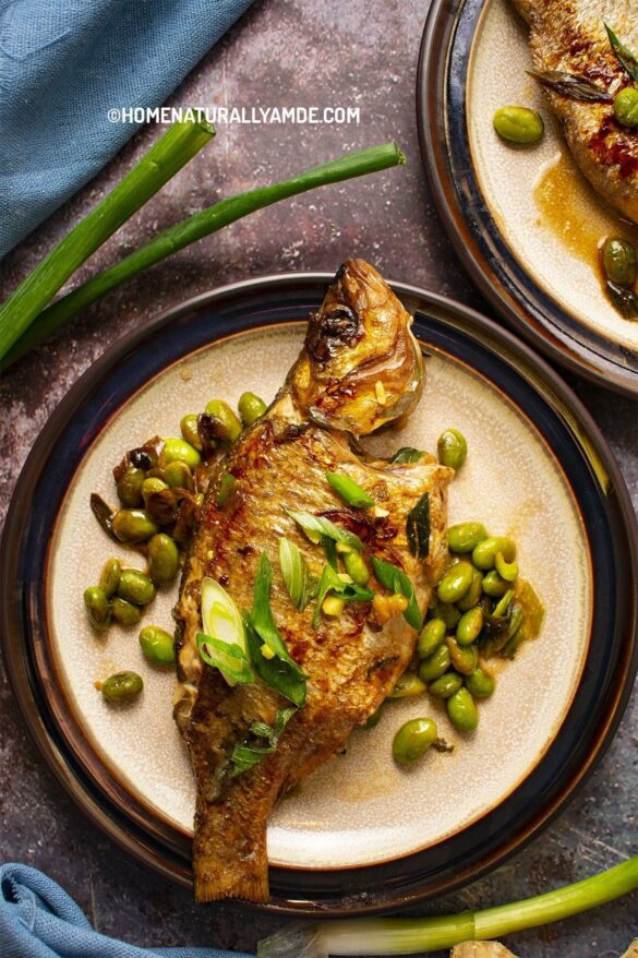 Pan Fried Whole Fish {Crucian with Scallion}
