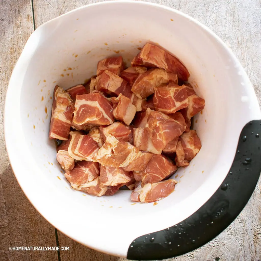 marinated pork chunks