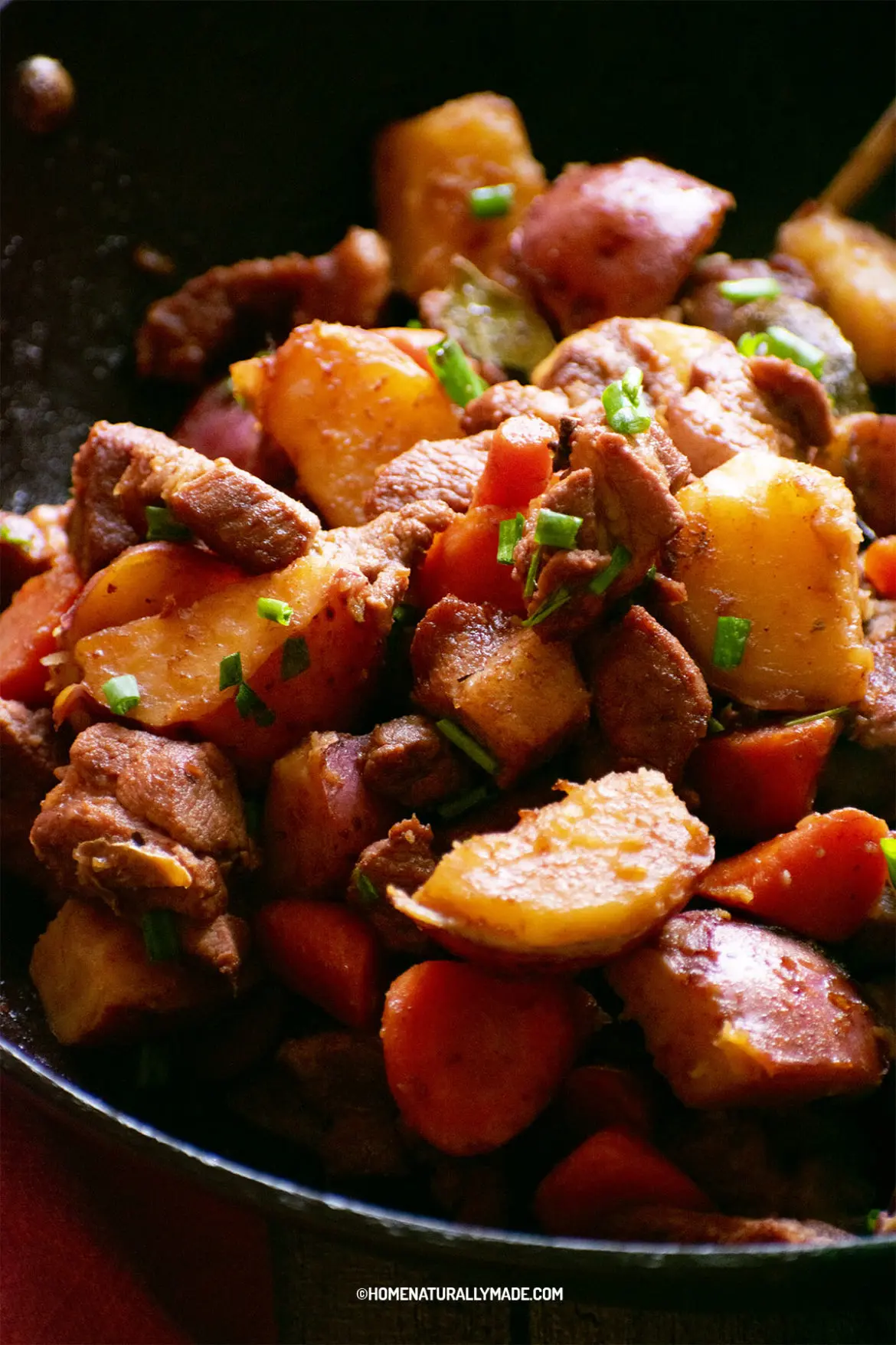 Pork with Potato and Carrots, Braised One-Pot Dish - HomeNaturallyMade