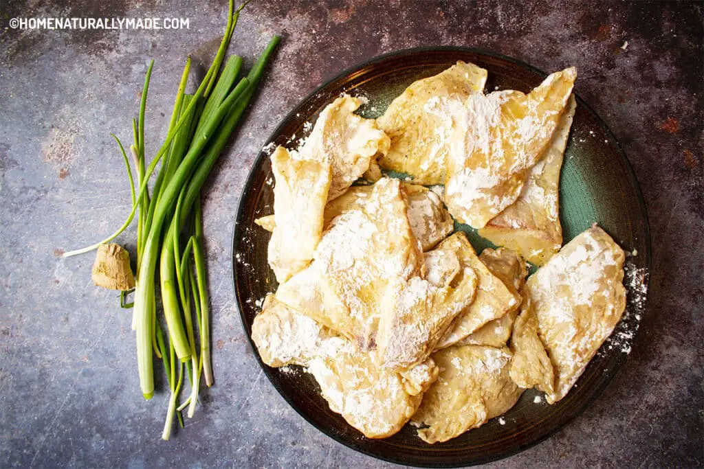 Coat the Marinated Cod Fish Fillet with Arrowroot Flour