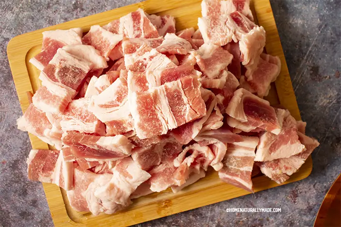 bite-size pork belly slices