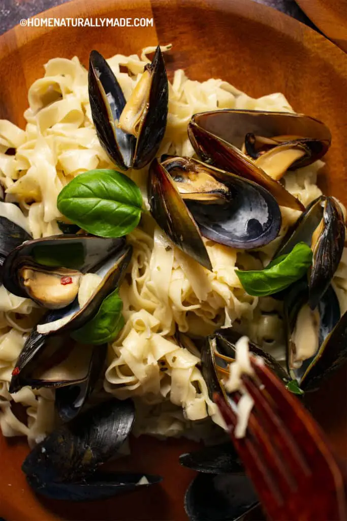 Pasta with Mussels {Easy Healthy Way}