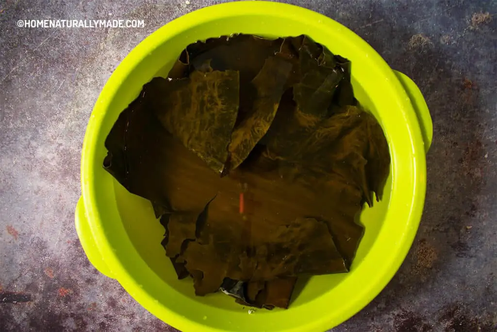 Soak Dried Kelp in plenty of water