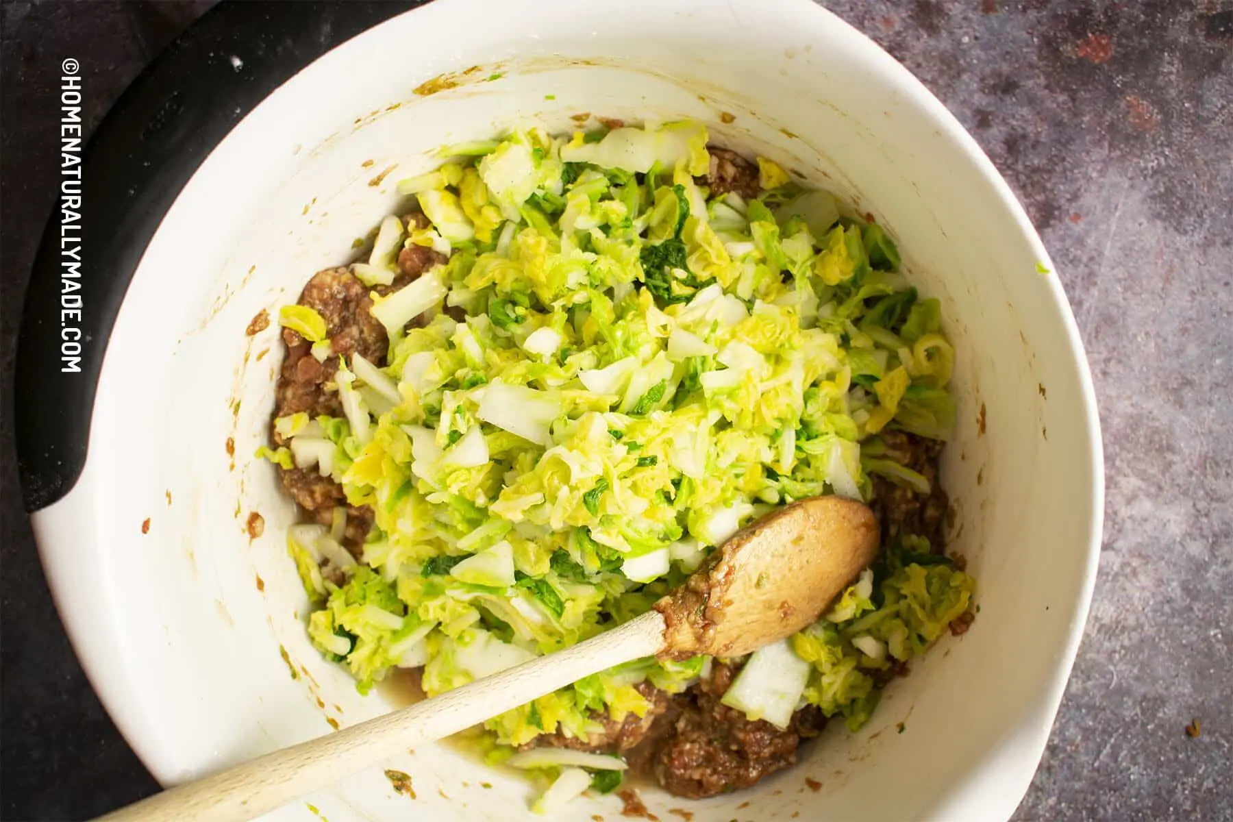 Mix Gently Stir-Fried Napa Cabbage with Pork Filling Base