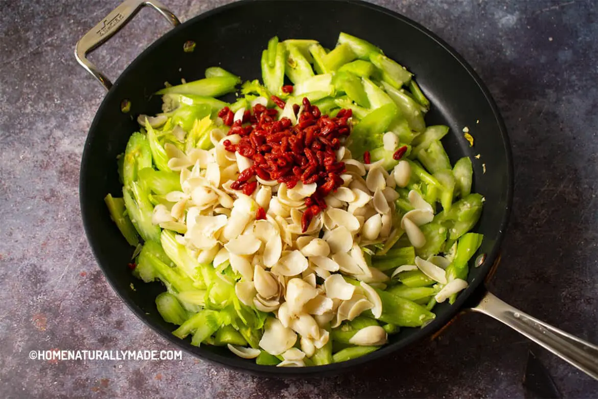Celery with Lily Bulb and Goji StirFry HomeNaturallyMade