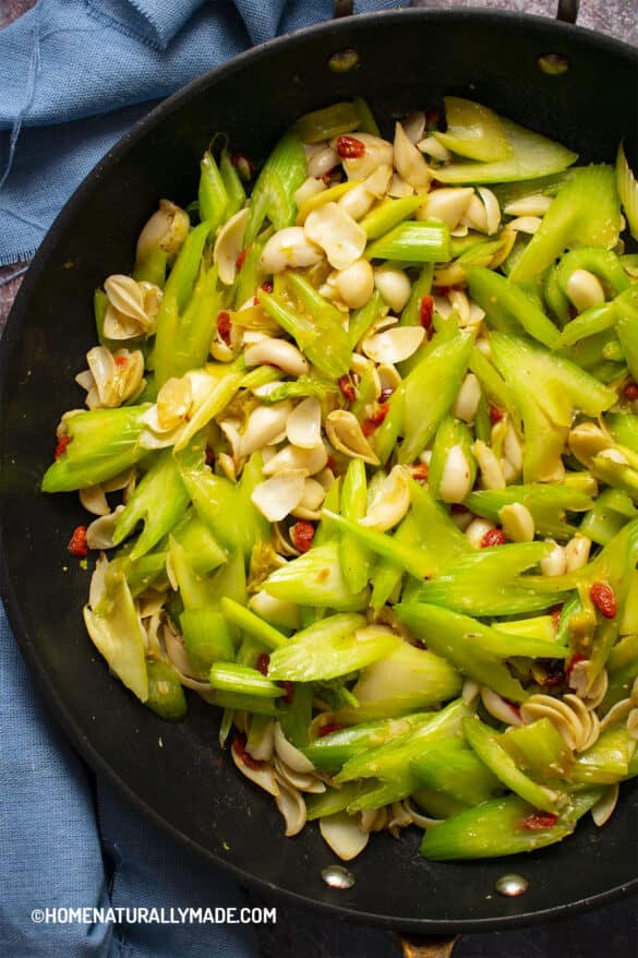 Celery with Lily Bulb and Goji Stir Fry