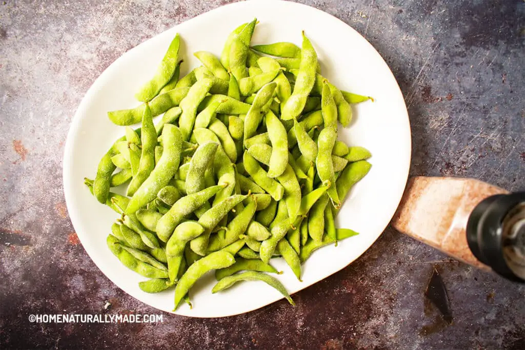 frozen soybeans in pods