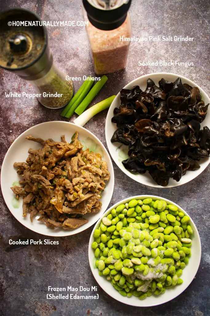 Pork Slices and Mao Dou Stir Fry Ingredients