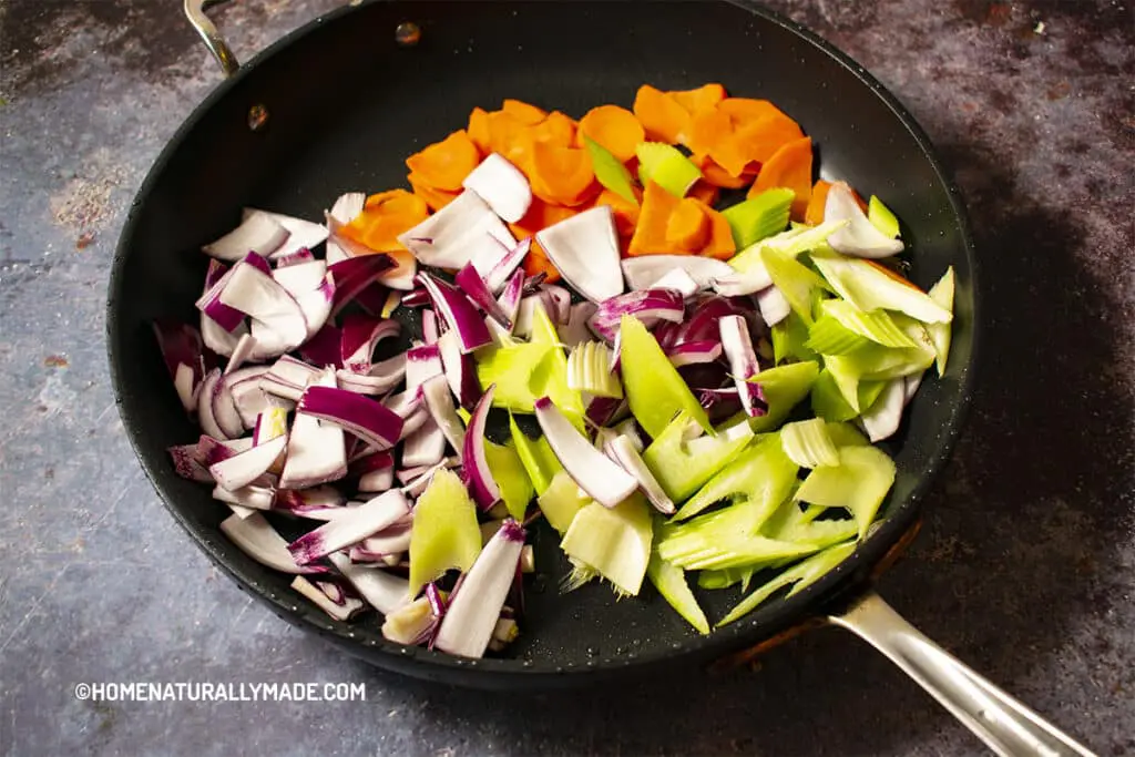 Celery, Carrots and Red Onions Slices Stir Fry