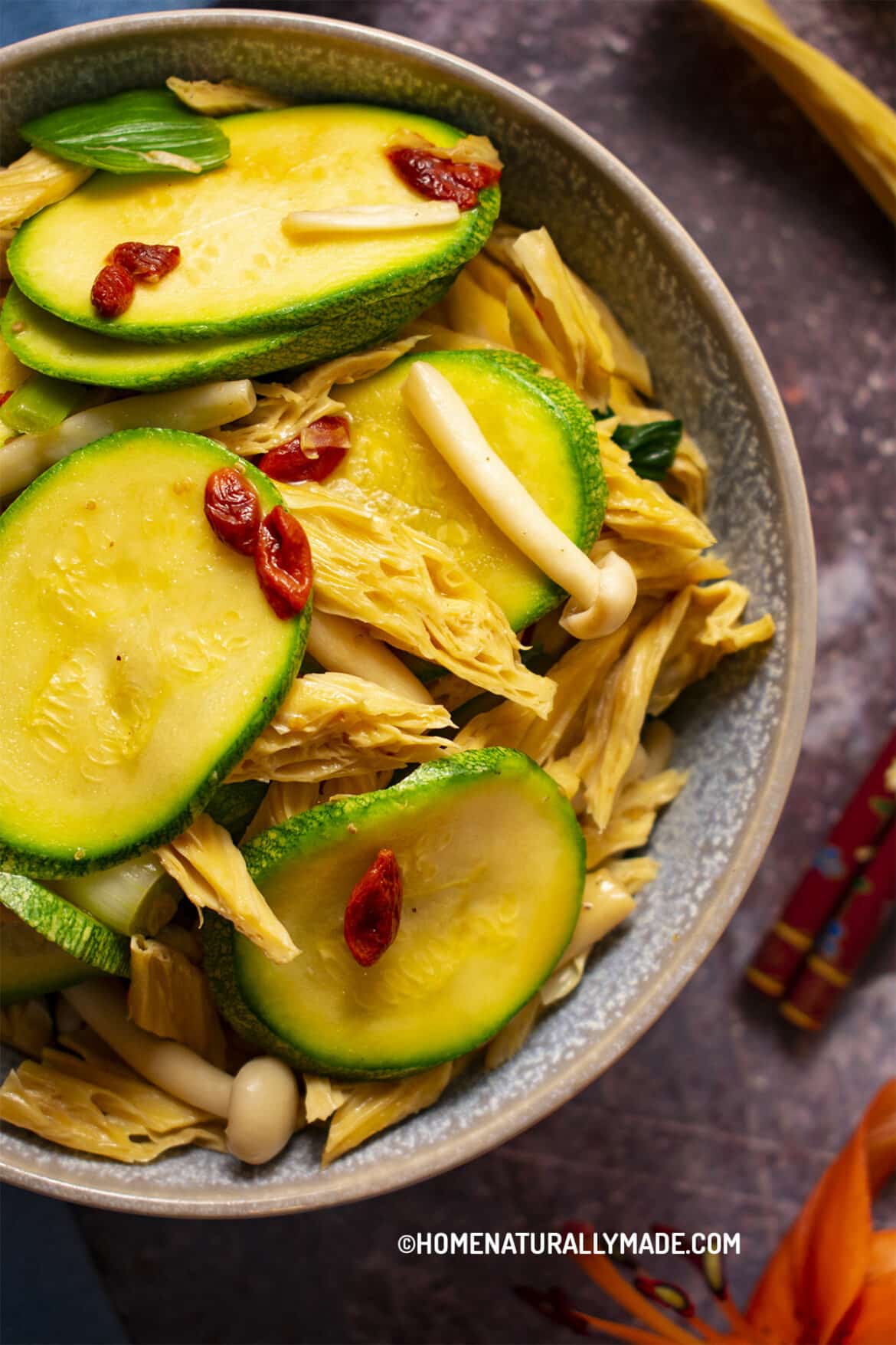 Stir Fried Tofu Skin with Squash