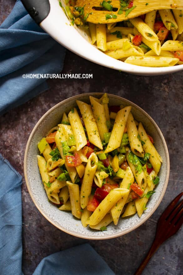Pasta Salad with Pesto and Spanish Olive