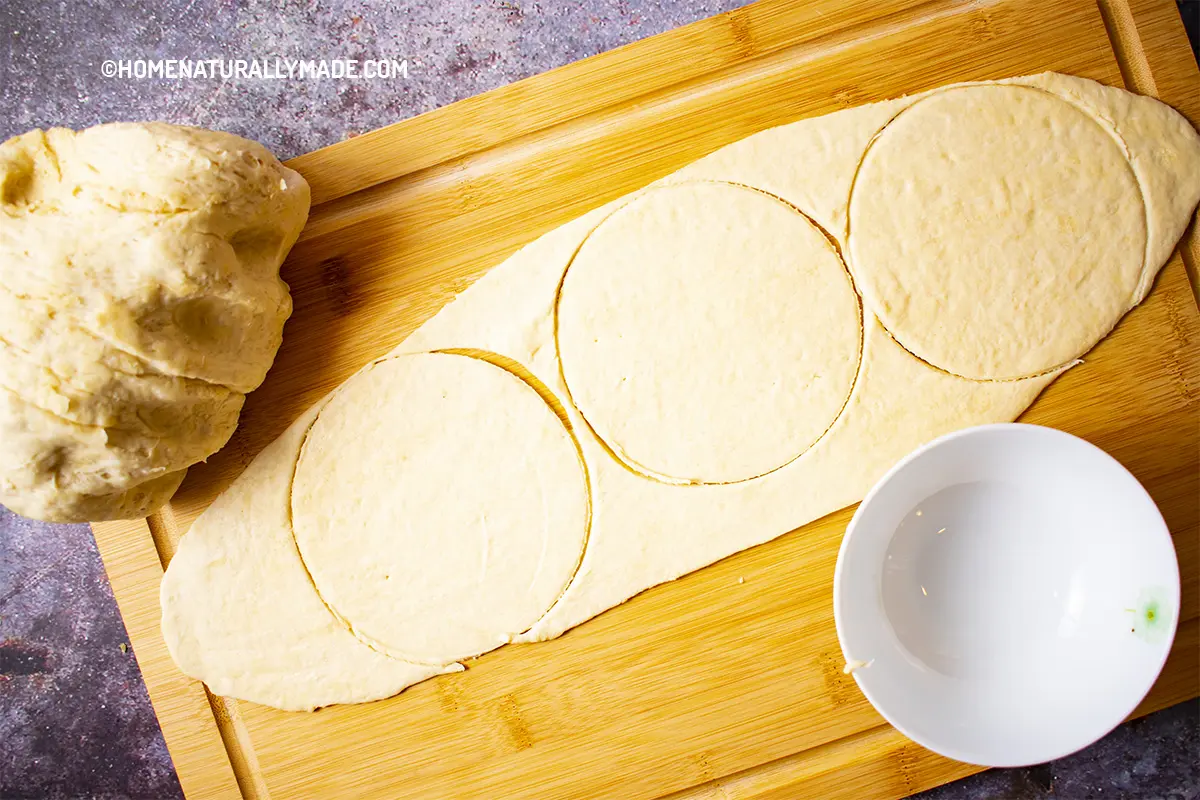 Cut Dough Sheet into 4.5-inch Diameter Rounds for Bun Wrappers