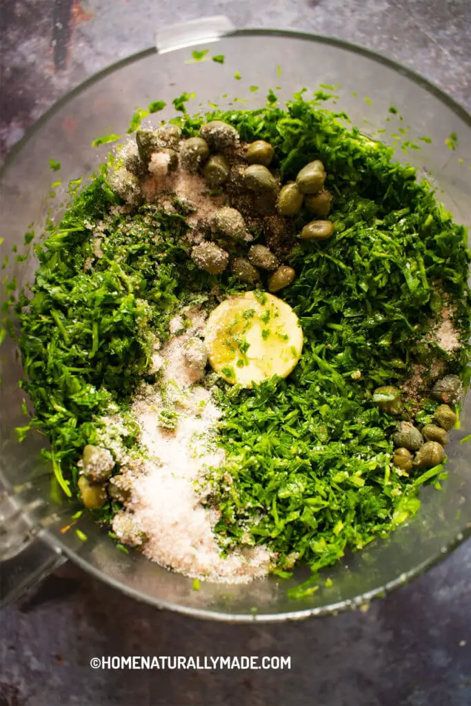 Blending Pesto using a food processor