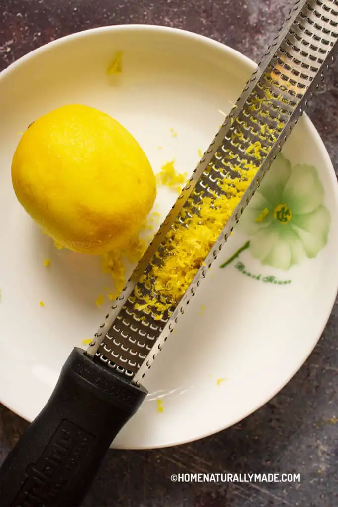 zest lemon for Cauliflower with pesto