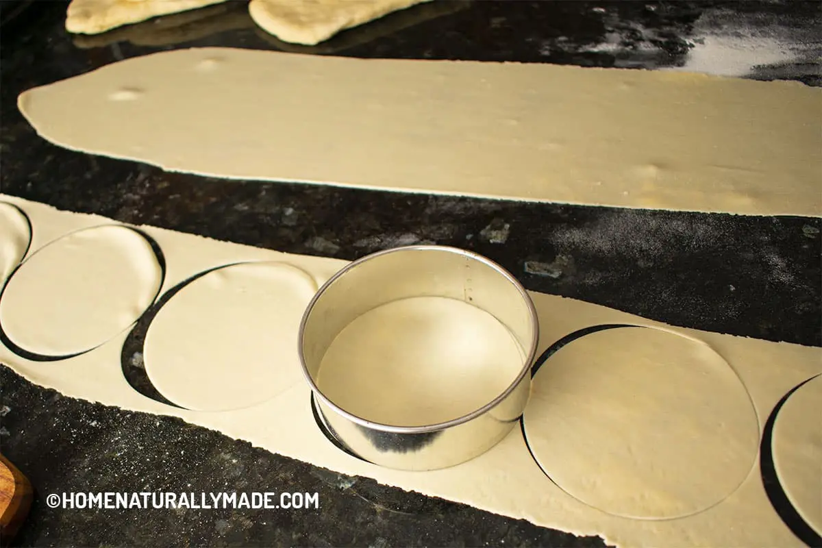 Cut Dough Sheet into Rounds for Homemade Dumpling Wrappers
