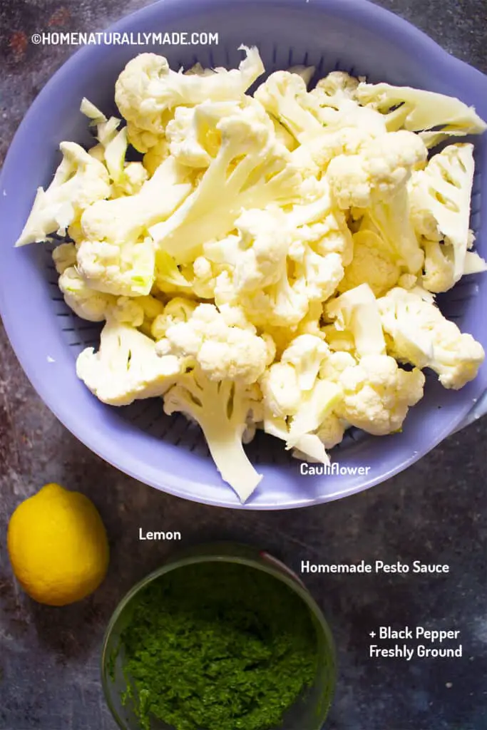 Cauliflower with Pesto Ingredients
