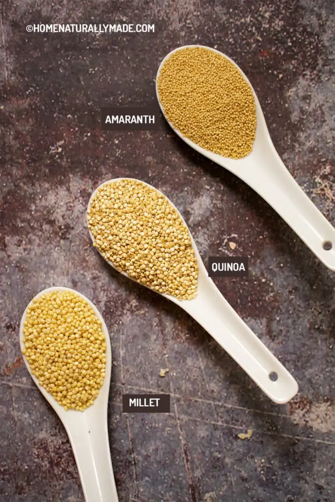 amaranth, quinoa and millet