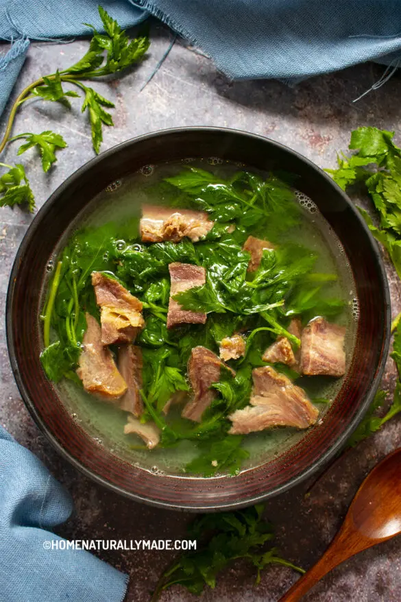 Ju Hua Cai Soup with Salted Pork {Easy Yummy Healthy}