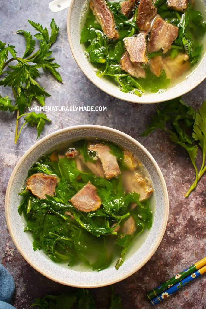 Ju Hua Cai Soup with Salted Pork