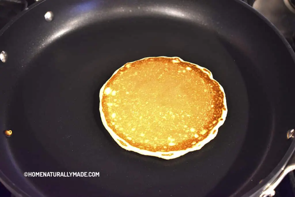 Freshly made healthy yummy pancakes in the fry pan