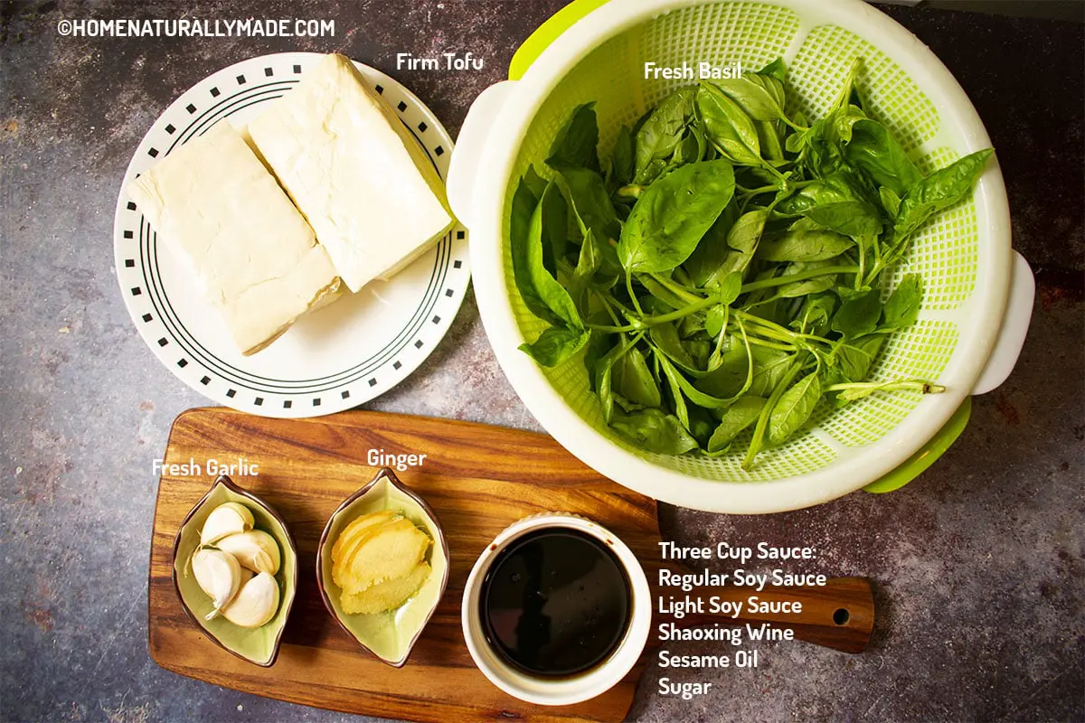 Ingredients for Three Cup Tofu