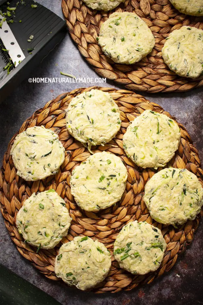 freshly hand pressed zucchini pancakes