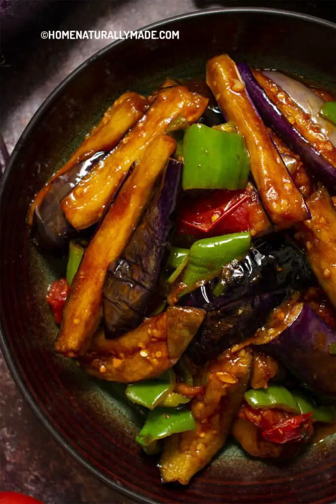 Di San Xian {Stir Fried Eggplant, Tomato and Green Pepper, Chinese Classic}
