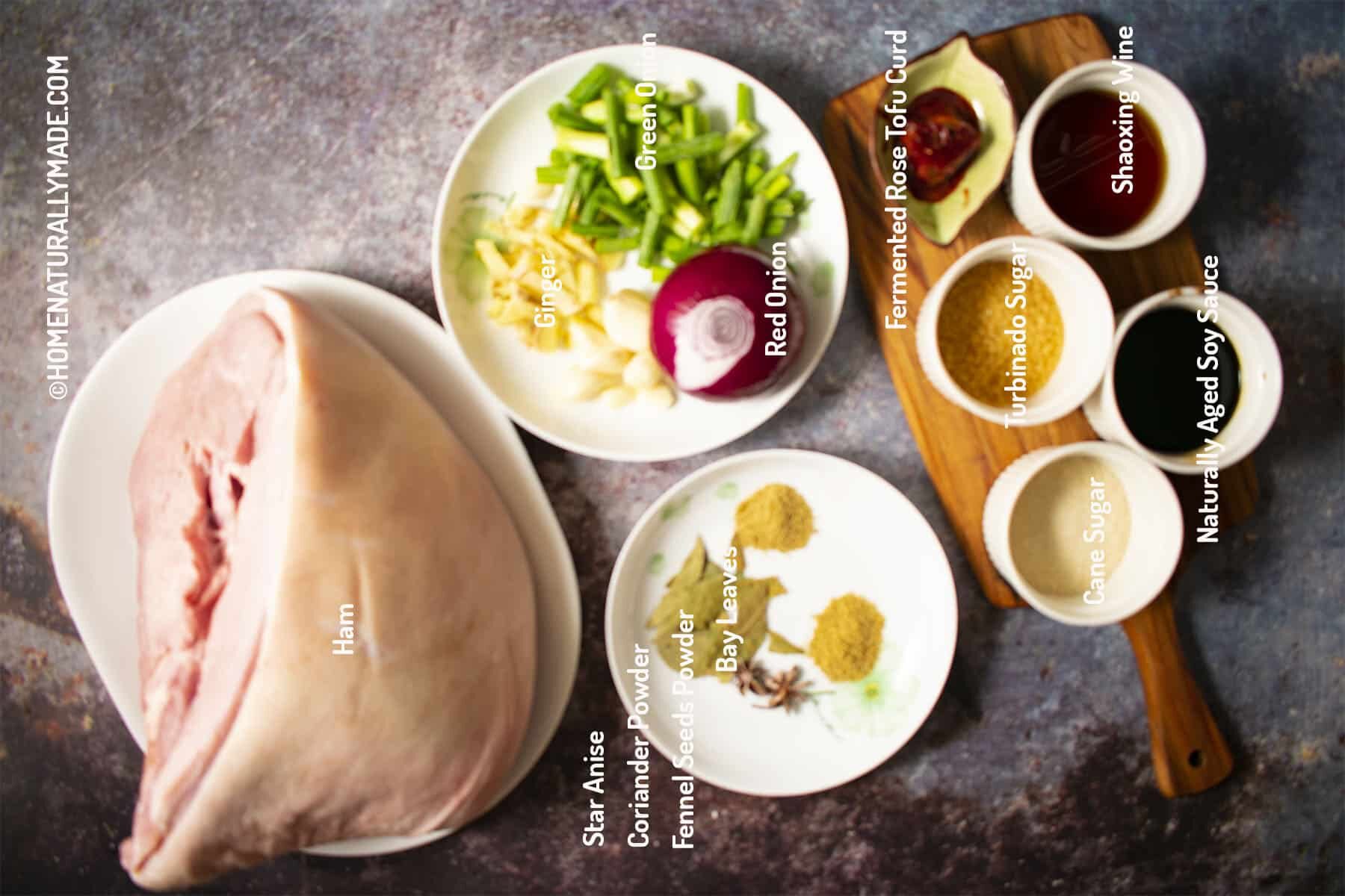 Ingredients for Chinese Red Braised Ham Hock