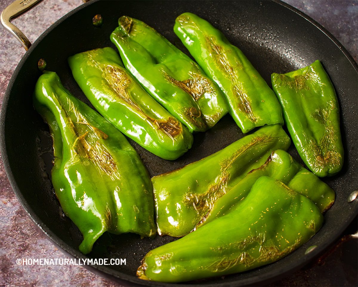 Pan Fried Long Green Peppers for Hu Pi Qing Jiao