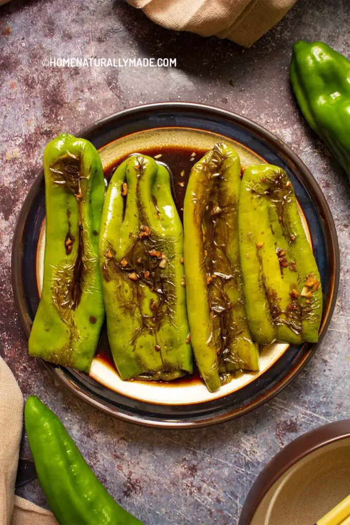 Pan Fried Green Peppers {Hu Pi Qing Jiao, Tiger Skin Green Peppers}