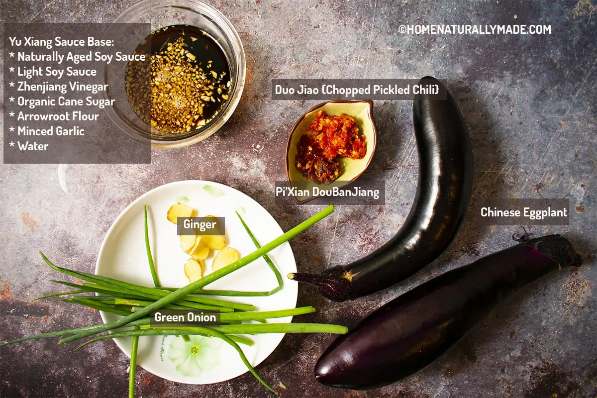 Ingredients for vegan Yu Xiang Qie Zi {鱼香茄子}
