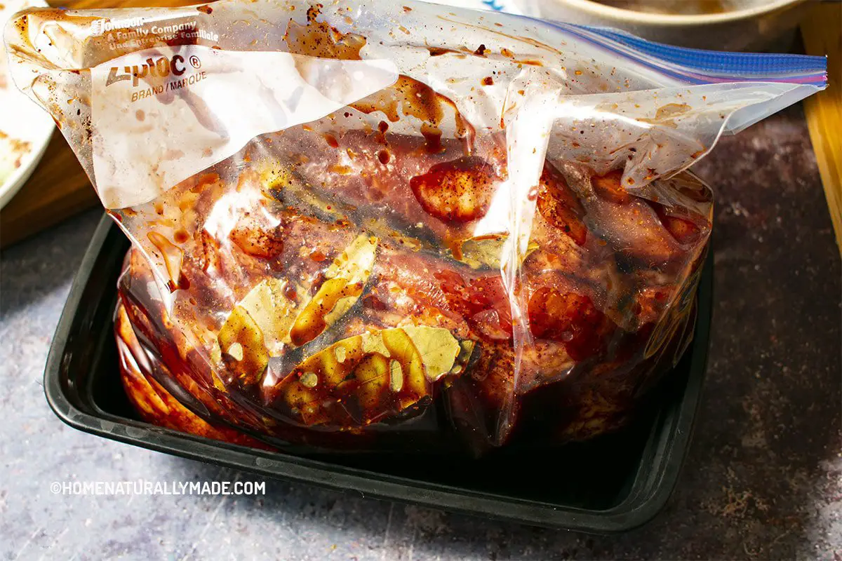 Pork Marinated with Homemade Char Siu Sauce in ziplock bag