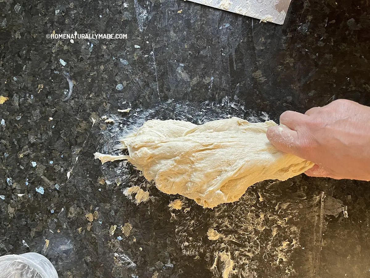 Slap the dough for making Milk Bread