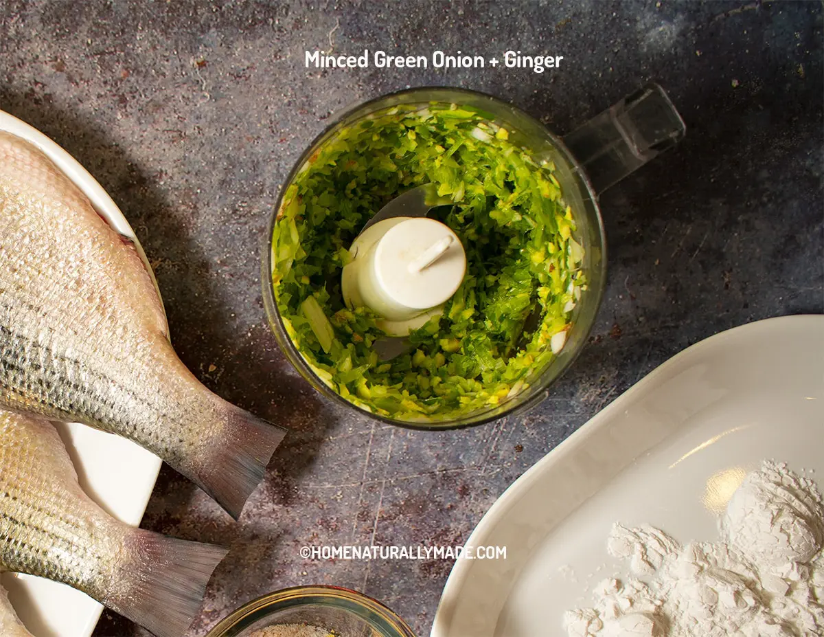 Minced Green Onion and Ginger using a compact food processor