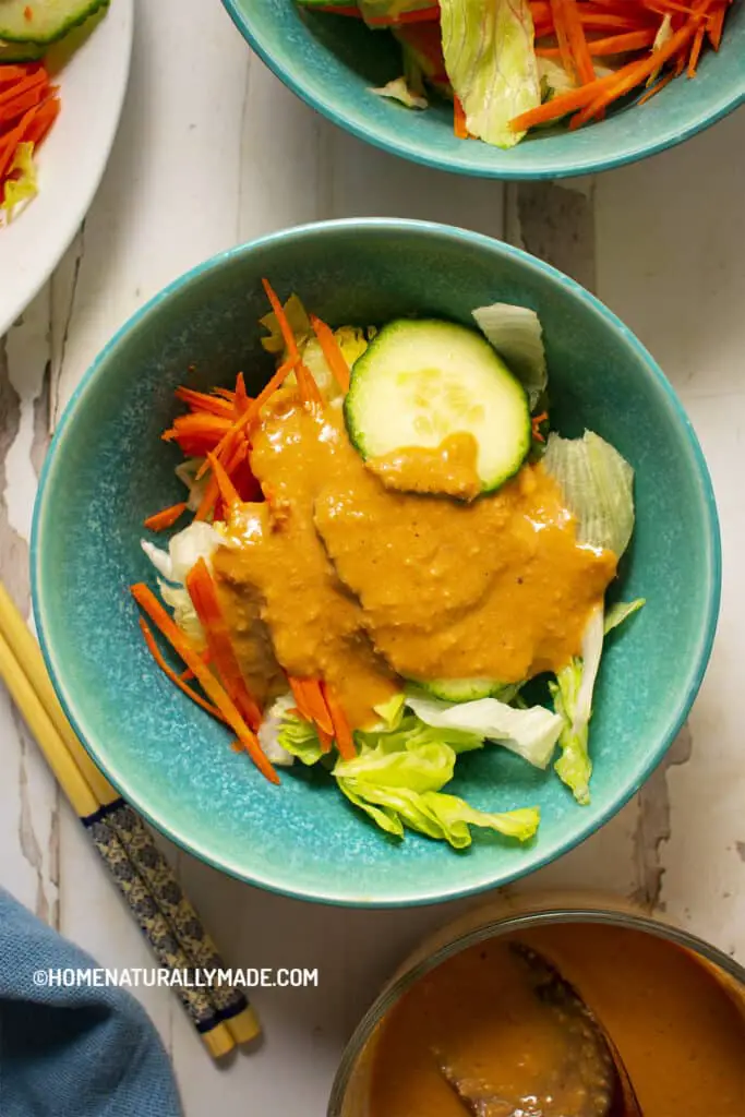 orange salad dressing at japanese restaurant