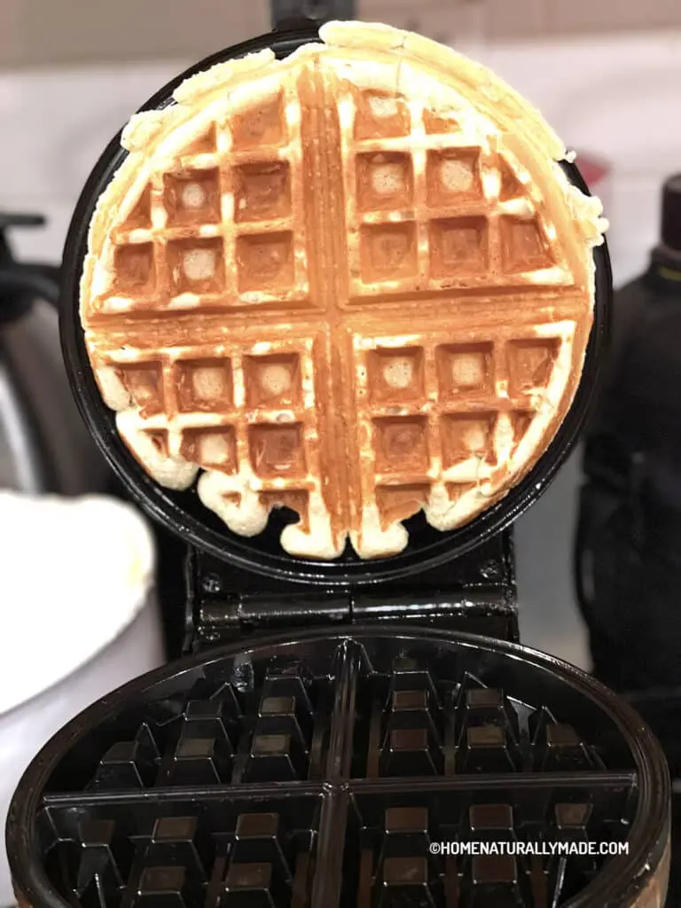 Freshly made Coconut Flour in the waffle maker