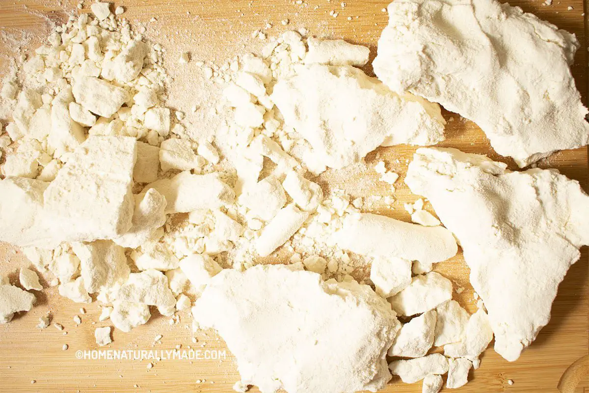 steamed all-purpose flour on the cutting board