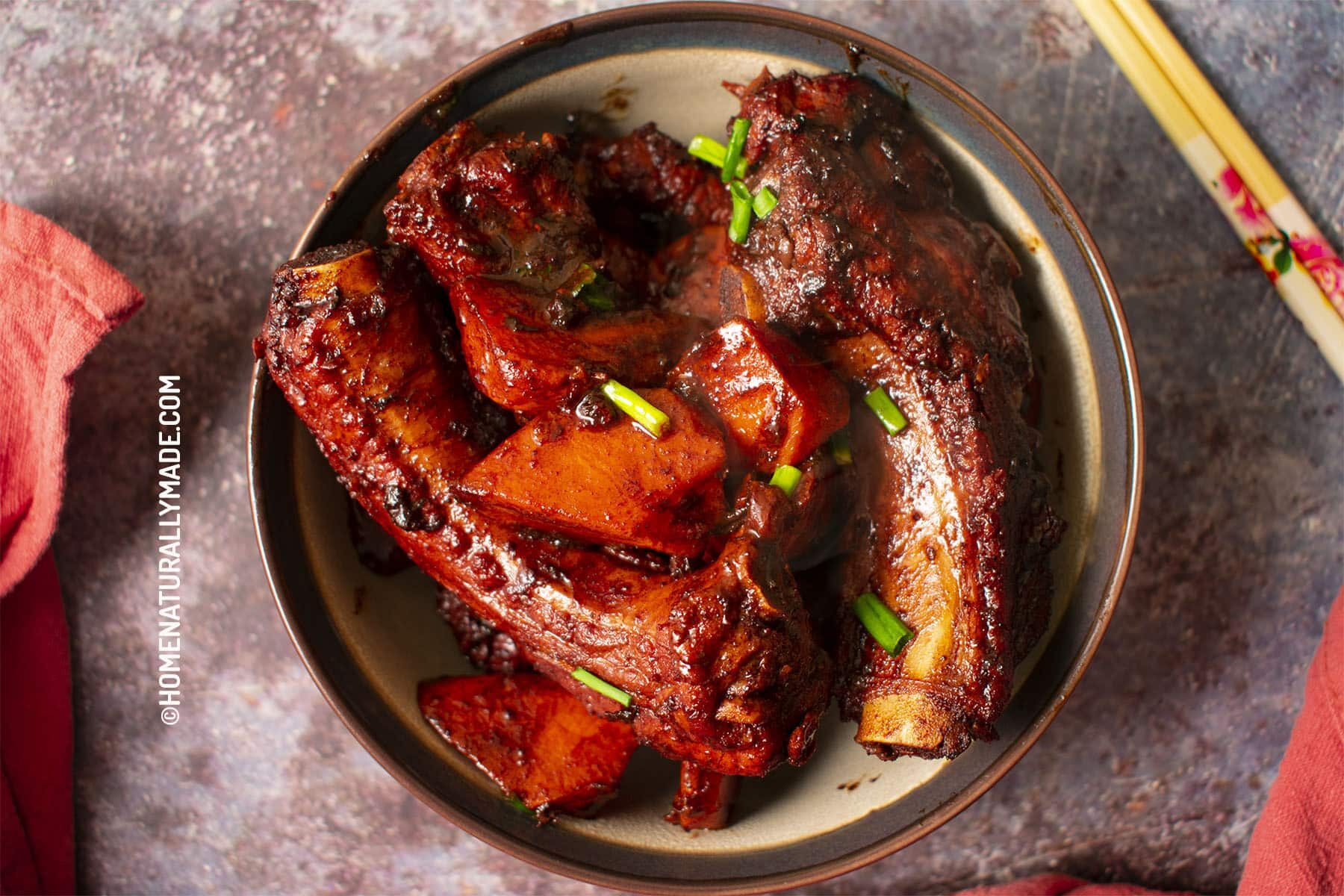 Red Braised Pork Ribs with Carrots Chinese Style