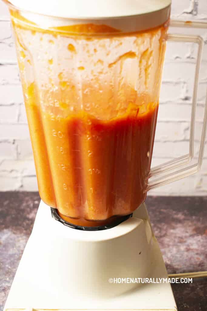 blend cooked tomatoes in a blender