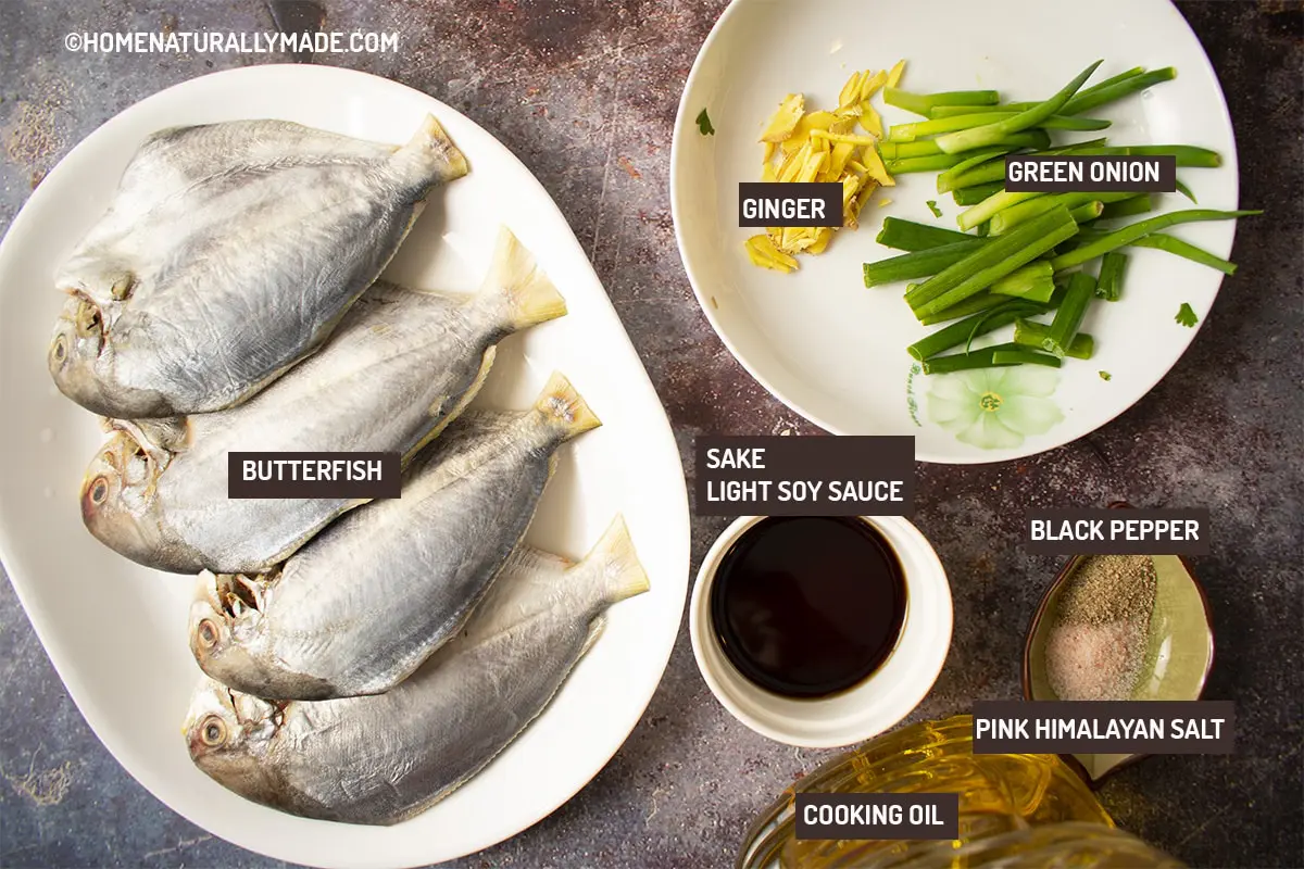 Steamed Butterfish Huai Yang Style Ingredients