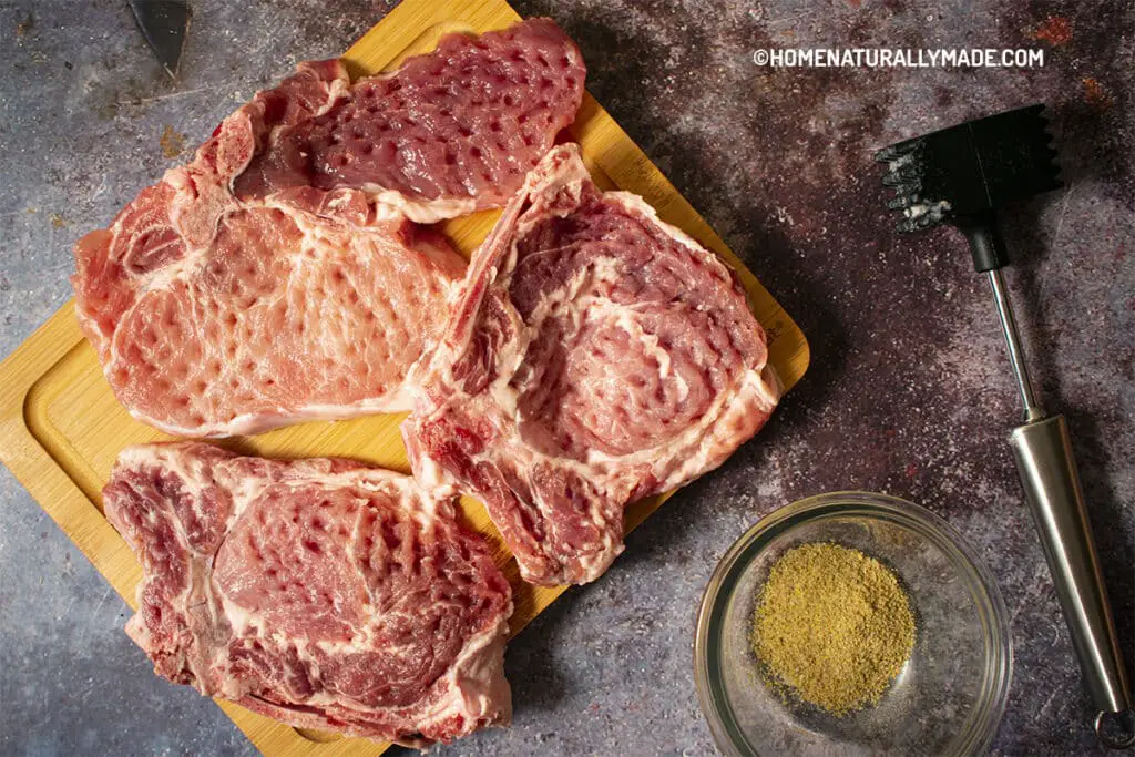 tenderize pork chops using a meat tenderizer