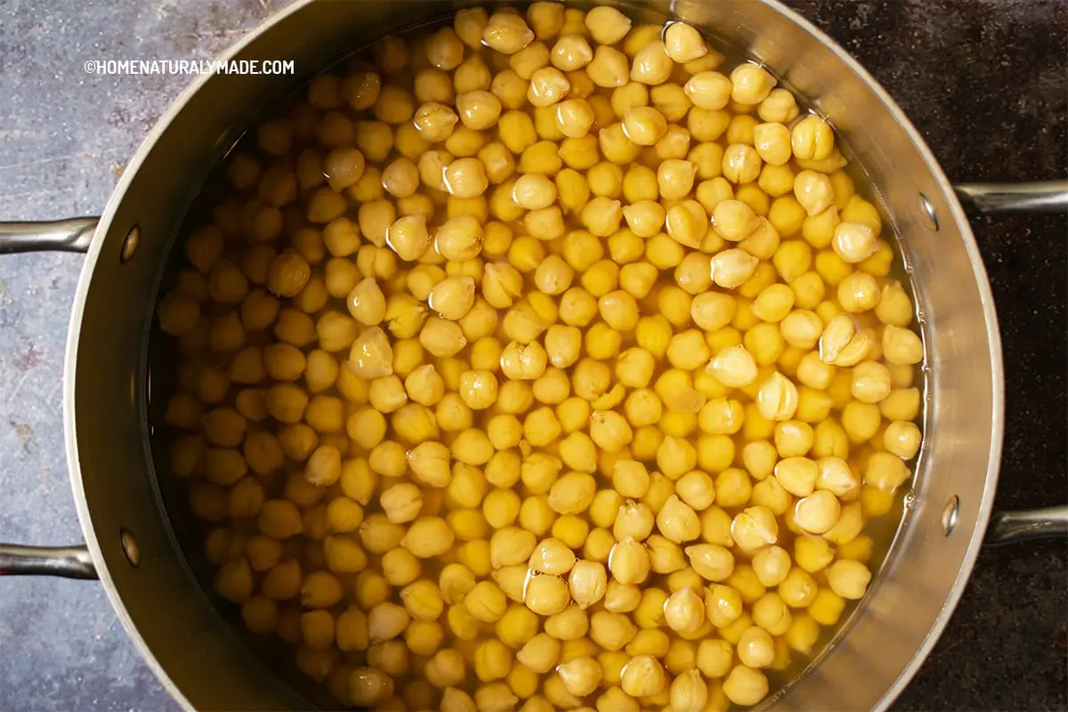 cooked chickpea in a pot