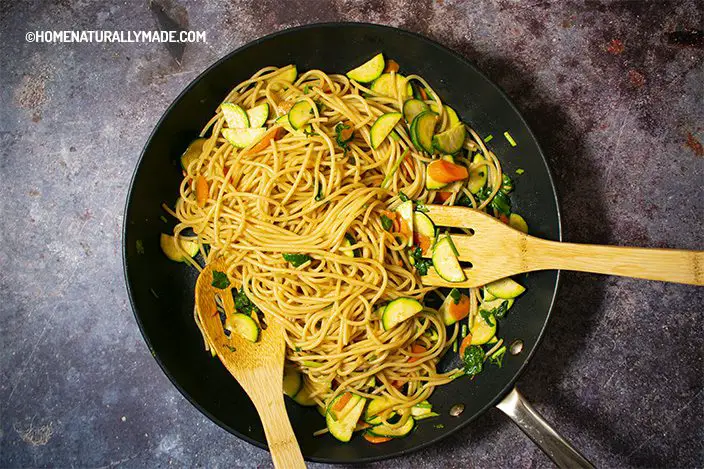 Mix Szechuan Noodle Salad over stovetop in a frying pan