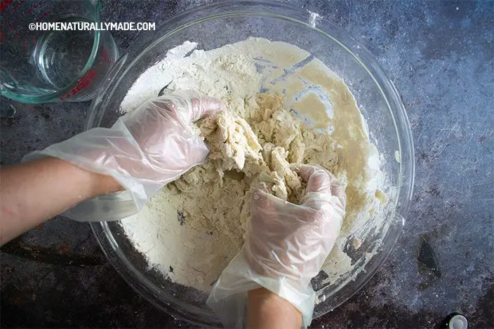 Making sticky dough for country bread